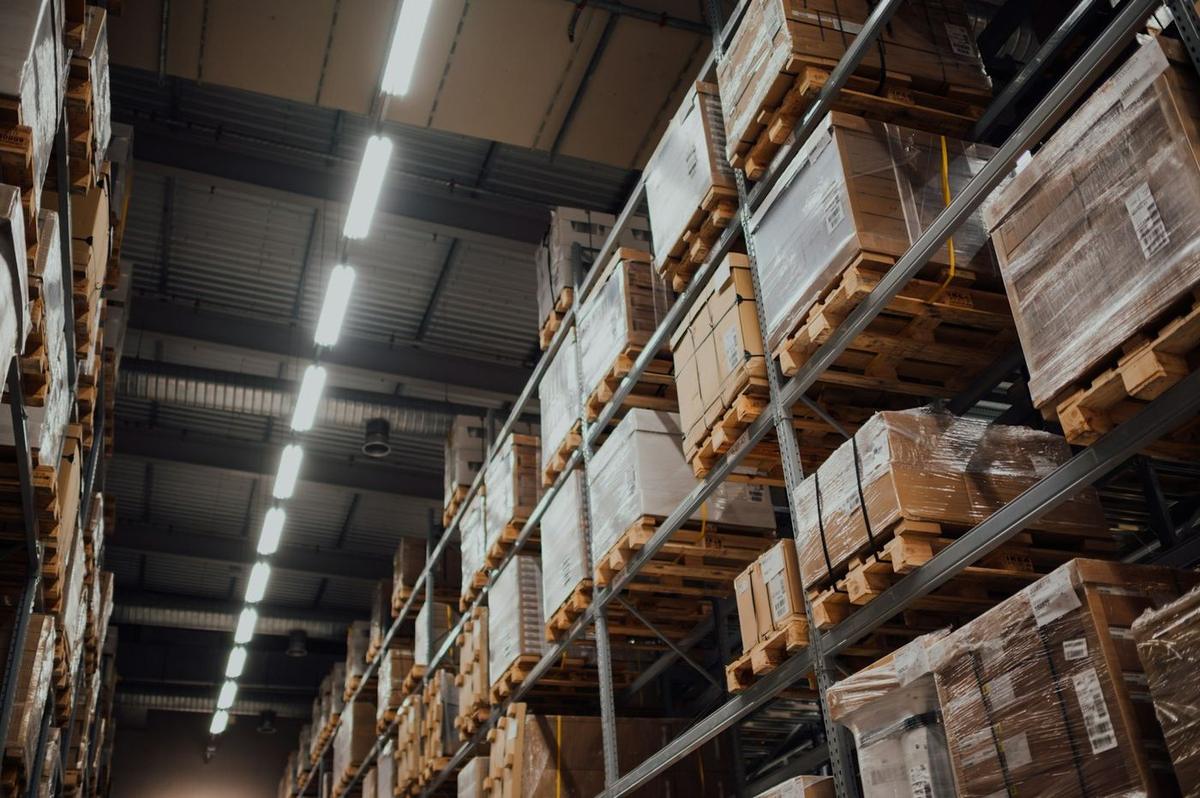 Warehouse racking in a logistics depot